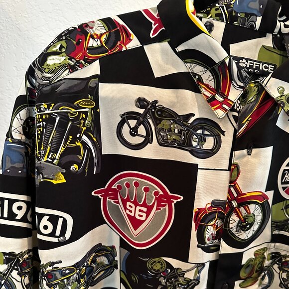 BOX OFFICE ISLAND Men's Motorcycle Theme Camp Shirt XL - Picture 4 of 10